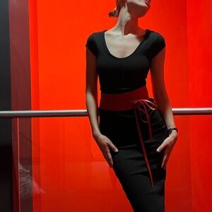 See You Monday Black Ribbed Top